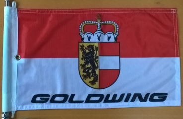 Salzburg mit Wappen & Goldwing, Fahne in der Größe 40 x 26 cm. passend für Fahnenstangen 678-016 (Adler) und 678-016 B (Kugel)